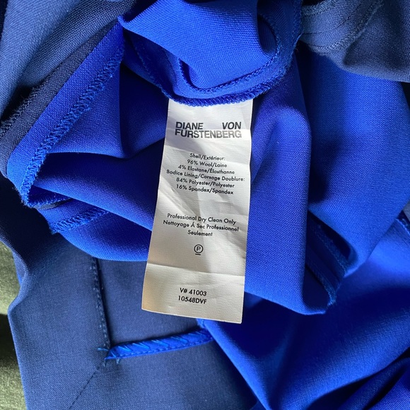 Diane von Furstenberg blue purple color block wool knee length dress size 8 - Picture 7 of 7